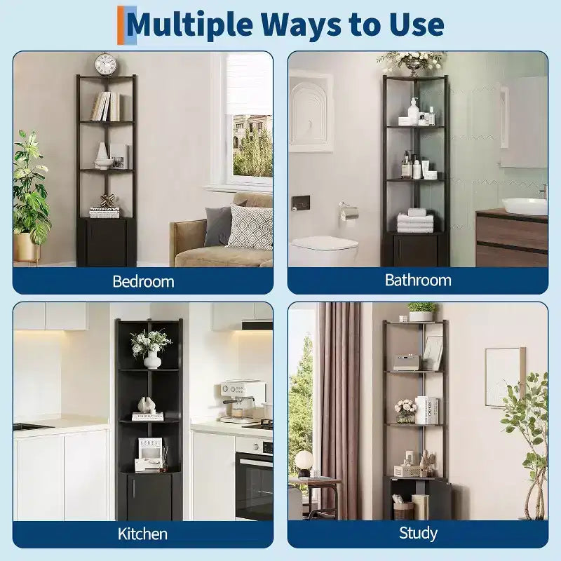 Étagère d'angle à 5 niveaux, étagère murale moderne, luminosité réglable, rangement peu encombrant pour chambre, salon, bureau