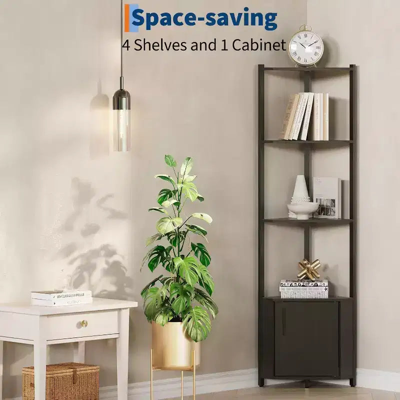 Étagère d'angle à 5 niveaux, étagère murale moderne, luminosité réglable, rangement peu encombrant pour chambre, salon, bureau