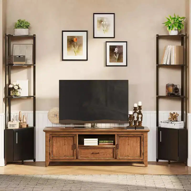 Corner Shelf 5-Tier Modern Wall Mounted Display Rack Adjustable Brightness Space-Saving Storage for Bedroom Living Room Office