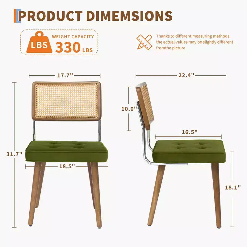Lot de 4 ou 6 chaises de salle à manger en rotin style bohème moderne, assise rembourrée douce, dossier haut en cannage, pieds en bois robustes, pour cuisine, salle à manger, restaurant
