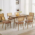 Modern Boho Rattan Dining Chairs Set of 4/6, Soft Upholstered Seat, Tall Cane Back, Sturdy Wooden Legs, for Kitchen, Dining Room, Restaurant