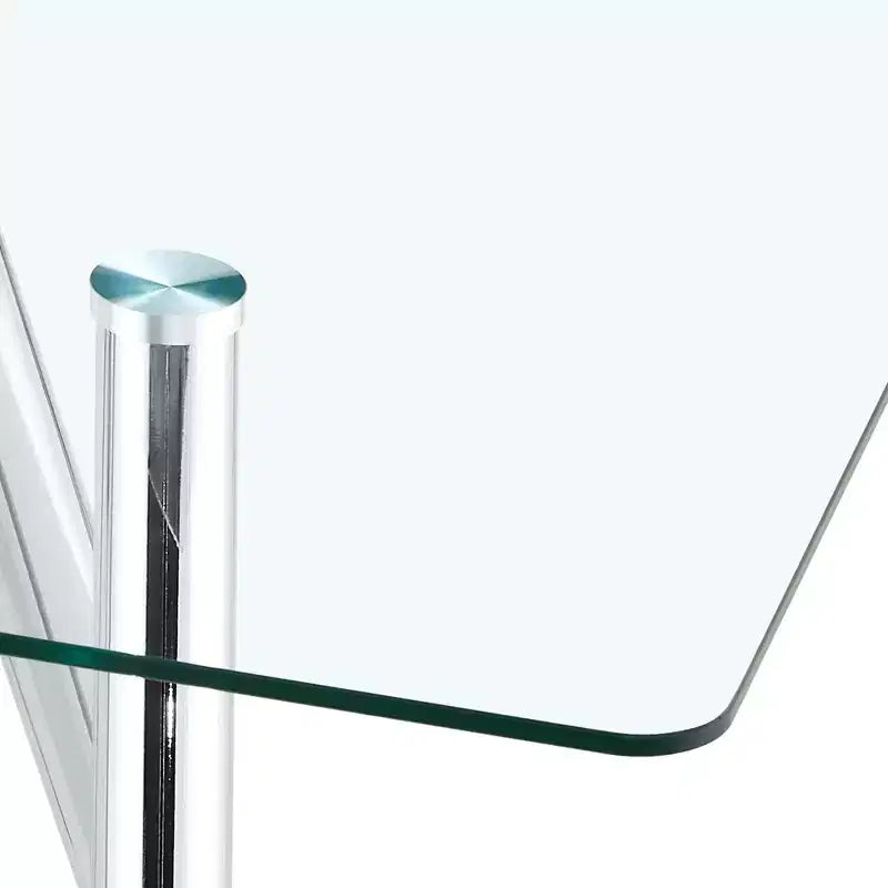 Ora Maison Table de salle à manger moderne en verre trempé Table de cuisine avec base en métal et coins arrondis sécurisés