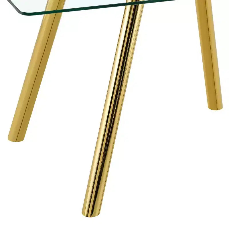 Ora Maison Table de salle à manger moderne en verre trempé Table de cuisine avec base en métal et coins arrondis sécurisés