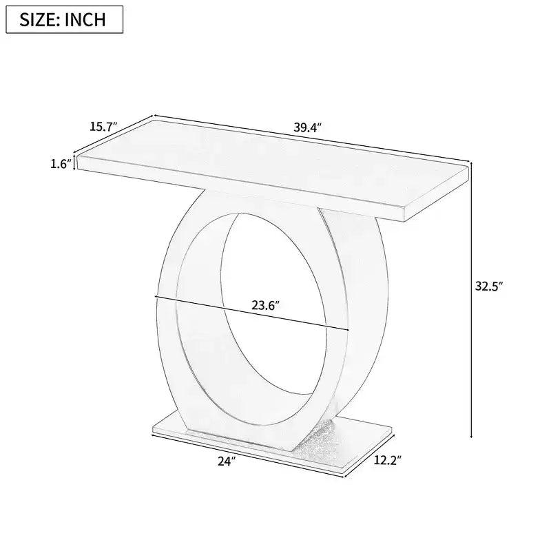 Table console et table d'entrée moderne Whisen, table de canapé robuste avec base en forme d'œuf