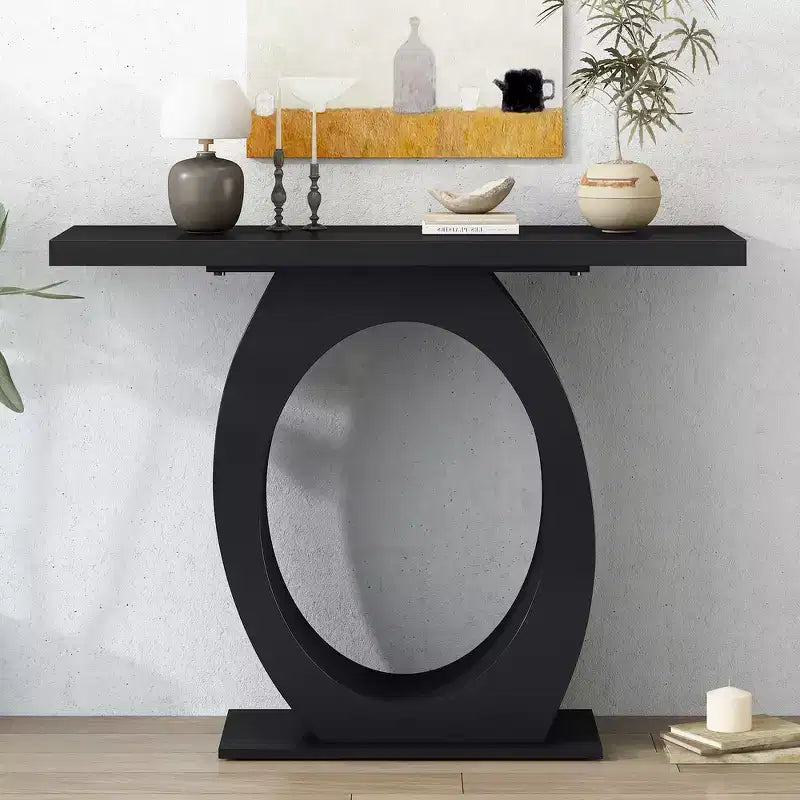 Table console et table d'entrée moderne Whisen, table de canapé robuste avec base en forme d'œuf
