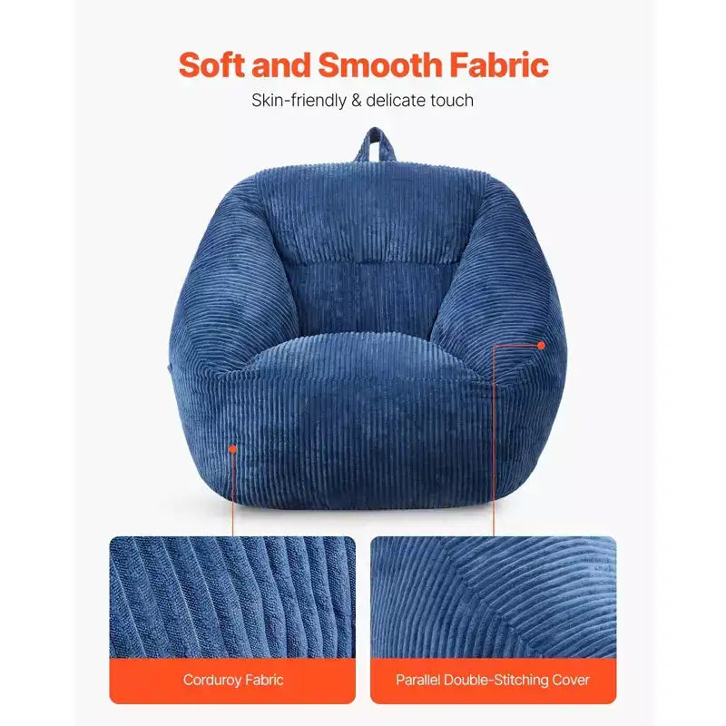 Fauteuil Poire, Fauteuil Poire de 90 cm avec Accoudoirs Doux et Poche de Rangement, Rembourré de Mousse à Mémoire 25D avec Housse en Velours Teddy Doux