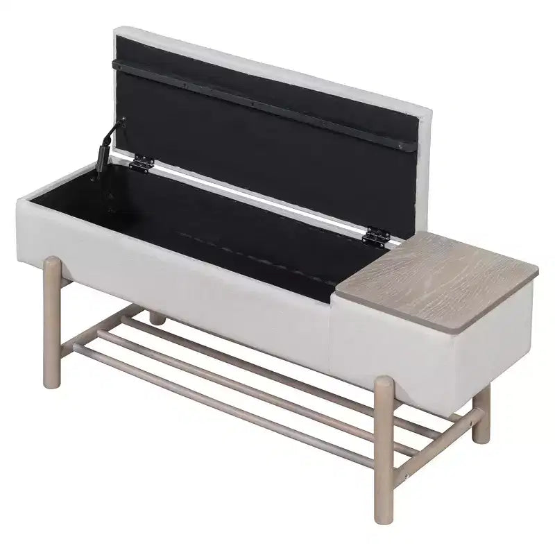 Banc de rangement rembourré JVNOXK de style ferme avec compartiment caché, banc d'entrée moderne pour salon, couloir, naturel