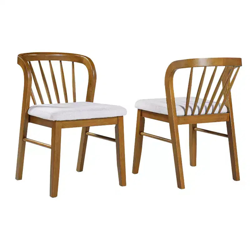 Chaise de salle à manger sans accoudoirs Christopher Knight Home Preston en bois d'hévéa de style milieu de siècle avec assise rembourrée et dossier Windsor