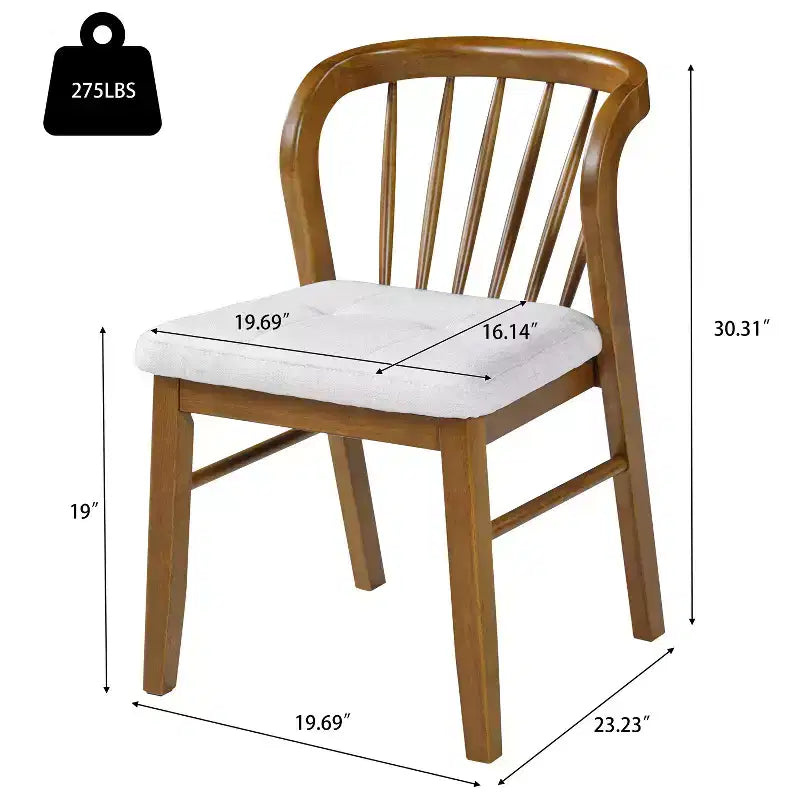 Chaise de salle à manger sans accoudoirs Christopher Knight Home Preston en bois d'hévéa de style milieu de siècle avec assise rembourrée et dossier Windsor
