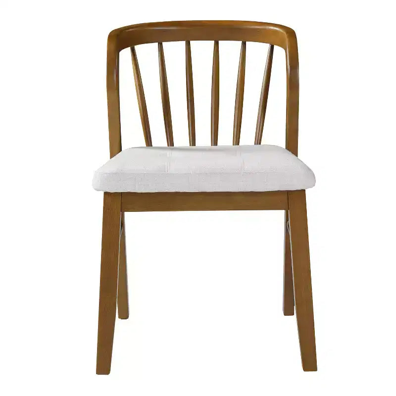 Chaise de salle à manger sans accoudoirs Christopher Knight Home Preston en bois d'hévéa de style milieu de siècle avec assise rembourrée et dossier Windsor