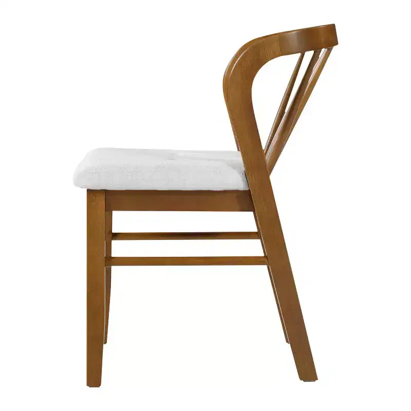 Chaise de salle à manger sans accoudoirs Christopher Knight Home Preston en bois d'hévéa de style milieu de siècle avec assise rembourrée et dossier Windsor