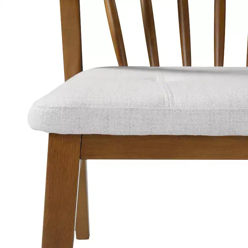 Chaise de salle à manger sans accoudoirs Christopher Knight Home Preston en bois d'hévéa de style milieu de siècle avec assise rembourrée et dossier Windsor