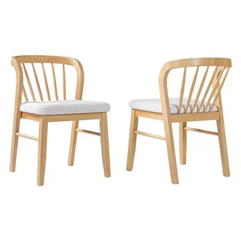 Chaise de salle à manger sans accoudoirs Christopher Knight Home Preston en bois d'hévéa de style milieu de siècle avec assise rembourrée et dossier Windsor
