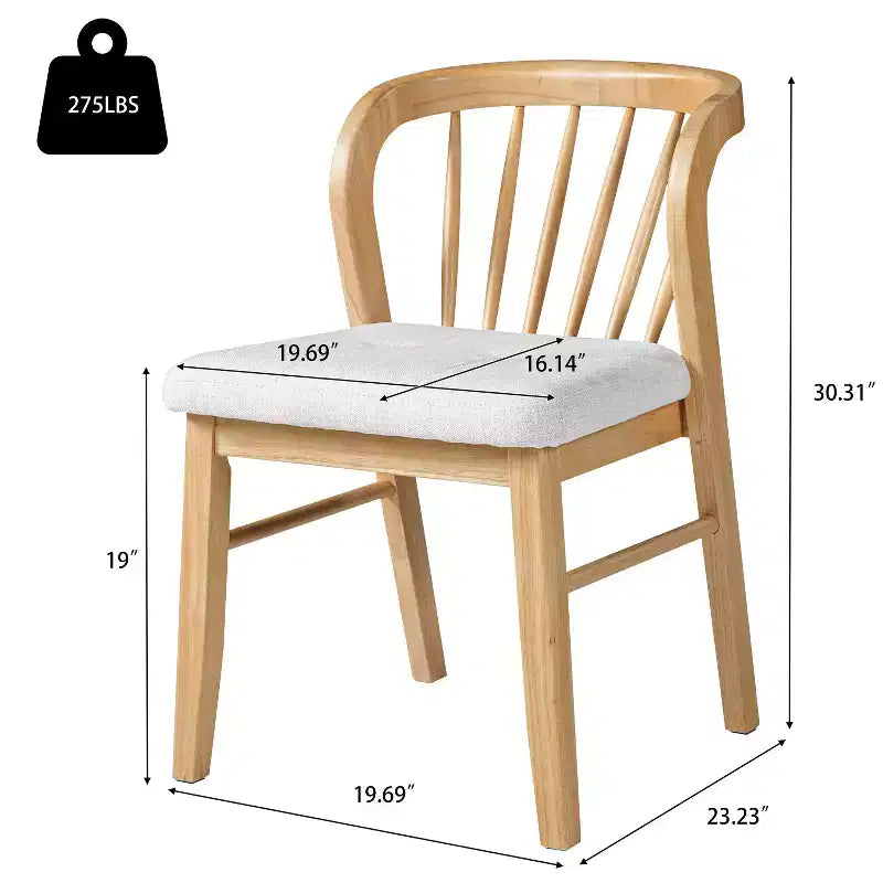 Chaise de salle à manger sans accoudoirs Christopher Knight Home Preston en bois d'hévéa de style milieu de siècle avec assise rembourrée et dossier Windsor