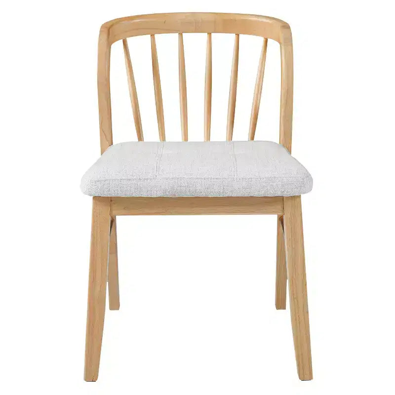 Chaise de salle à manger sans accoudoirs Christopher Knight Home Preston en bois d'hévéa de style milieu de siècle avec assise rembourrée et dossier Windsor