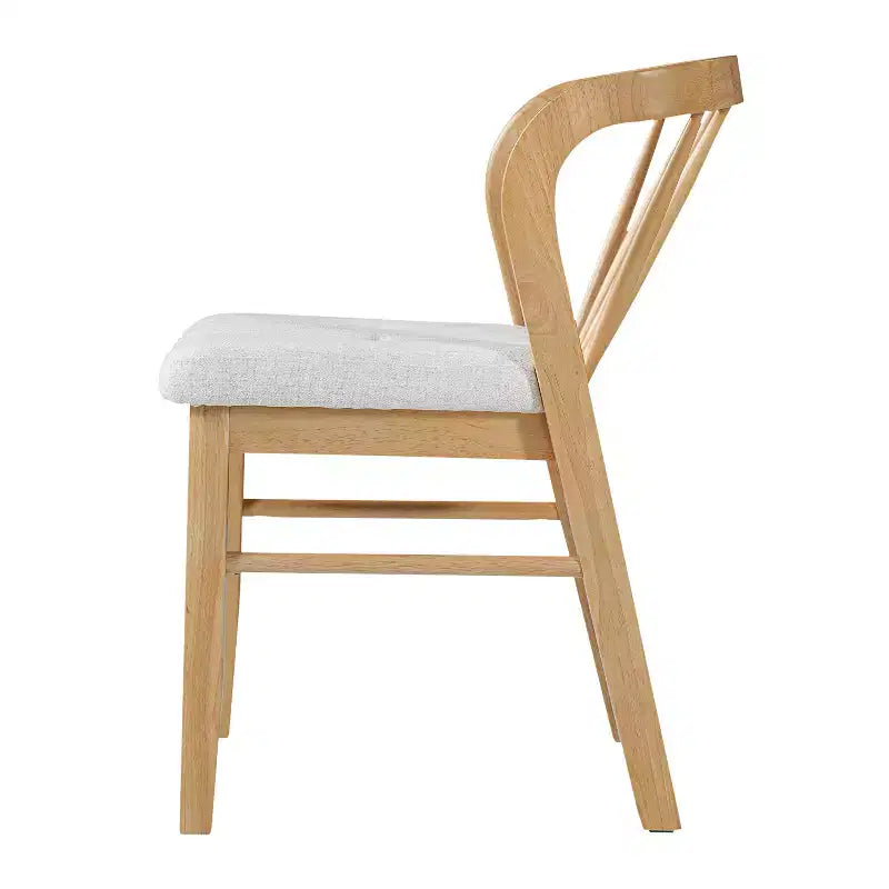 Chaise de salle à manger sans accoudoirs Christopher Knight Home Preston en bois d'hévéa de style milieu de siècle avec assise rembourrée et dossier Windsor