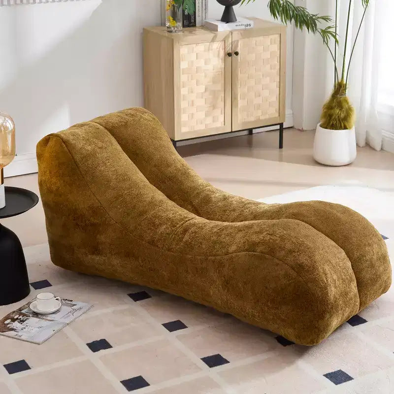 FurnitureR Chaise longue paresseuse 59,1, canapé de sol ergonomique profilé en tissu peluche doux, canapé-lit confortable pour salon et chambre à coucher