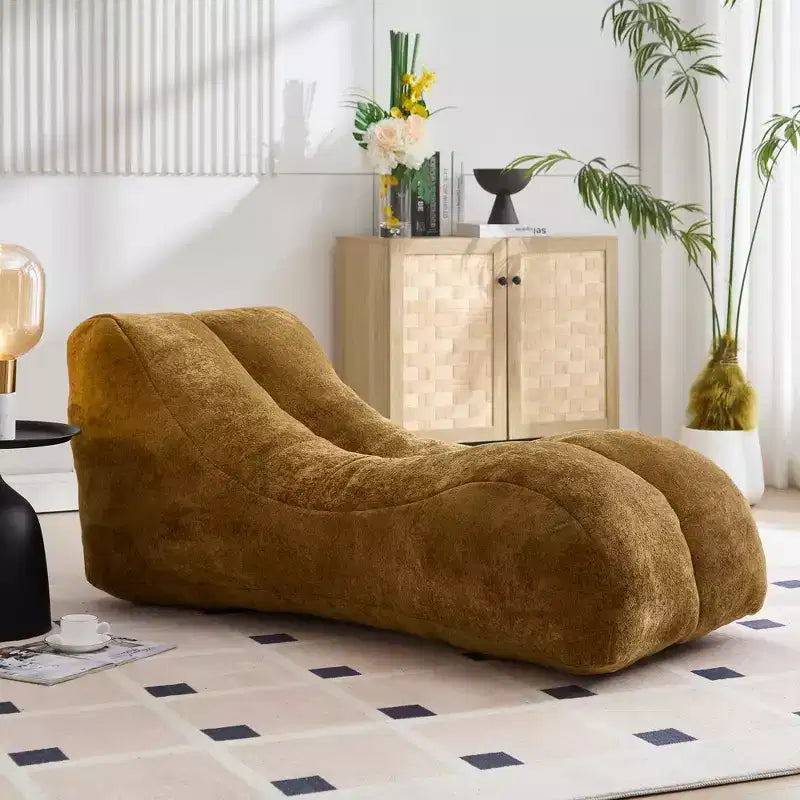 FurnitureR Chaise longue paresseuse 59,1, canapé de sol ergonomique profilé en tissu peluche doux, canapé-lit confortable pour salon et chambre à coucher