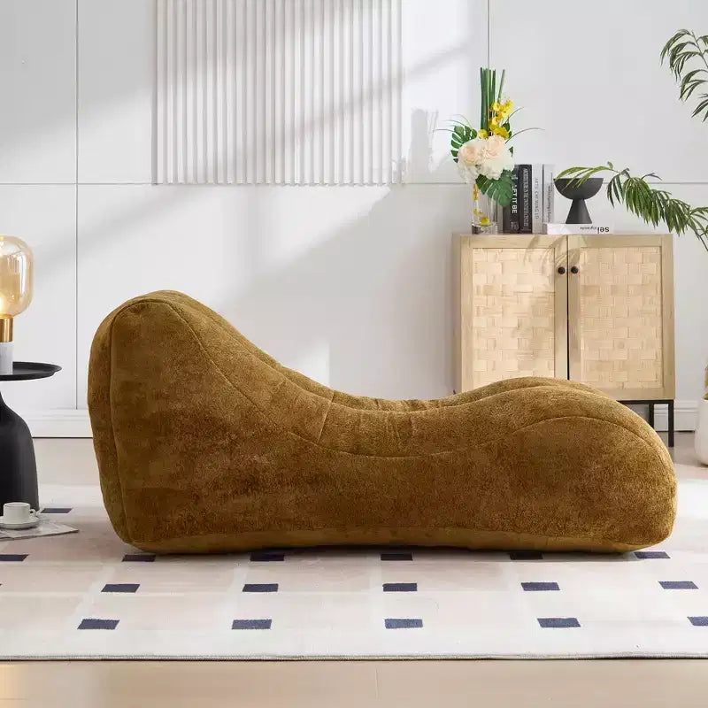 FurnitureR Chaise longue paresseuse 59,1, canapé de sol ergonomique profilé en tissu peluche doux, canapé-lit confortable pour salon et chambre à coucher