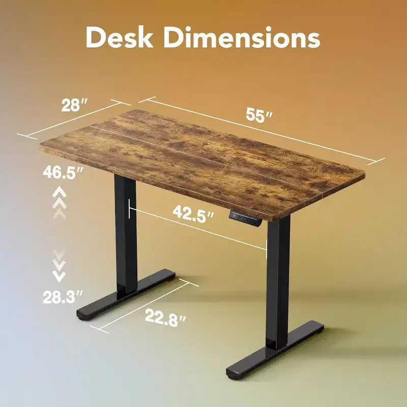 Bureau électrique assis-debout, 140x70 cm, hauteur réglable avec pochette de rangement, 4 réglages de hauteur mémorisables, pour télétravail