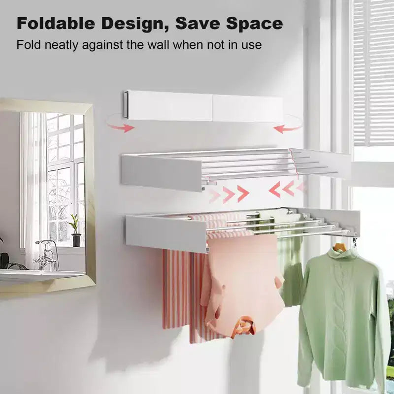 Séchoir à linge mural pliant avec tringles en aluminium, étendoir à linge escamotable peu encombrant pour salle de bain et buanderie