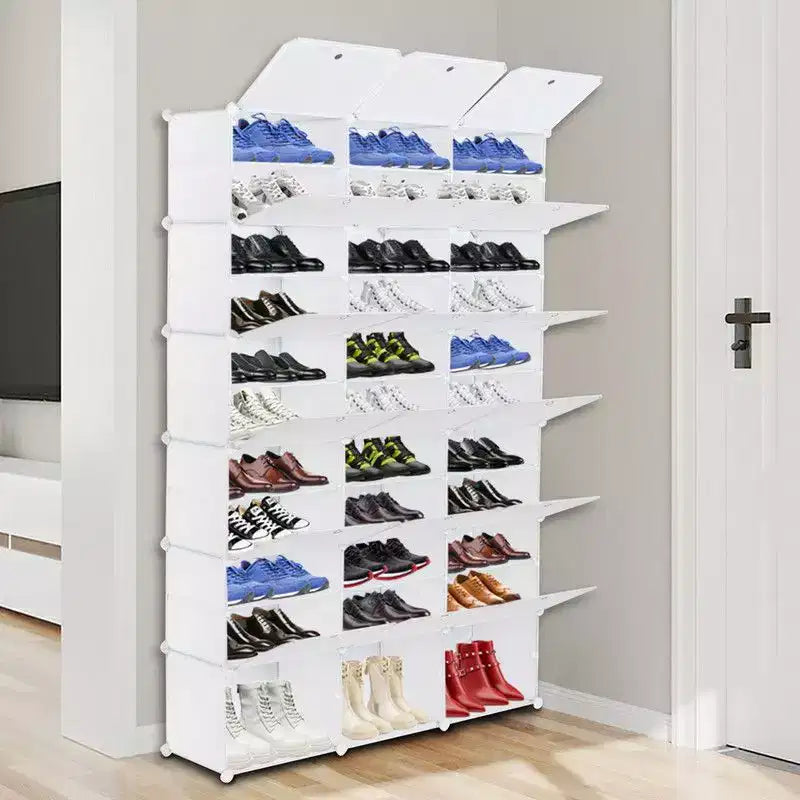 Karl Home 36 Cubby DIY Modular Shoe Cabinet Plastic Shoe Organizer White