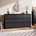 9-Drawer Black Wood Dresser, Horizontal Chest with Deep Drawers & Wide Top, Double Storage for Bedroom, Kids Room, Closet, Living Room