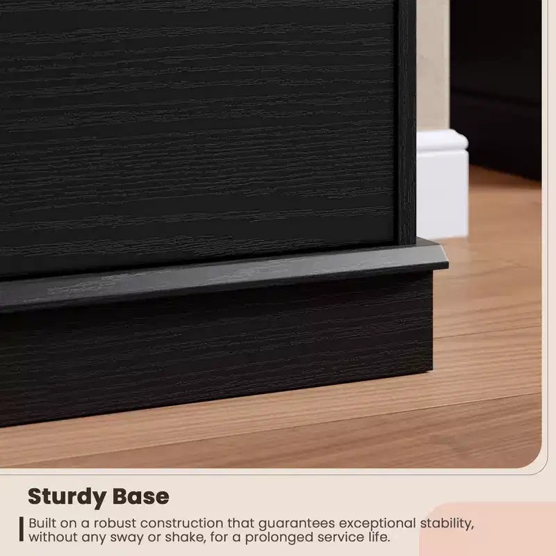 Commode noire à 9 tiroirs, coffre horizontal avec tiroirs profonds et plateau large, double rangement pour chambre à coucher, chambre d'enfant, placard, salon