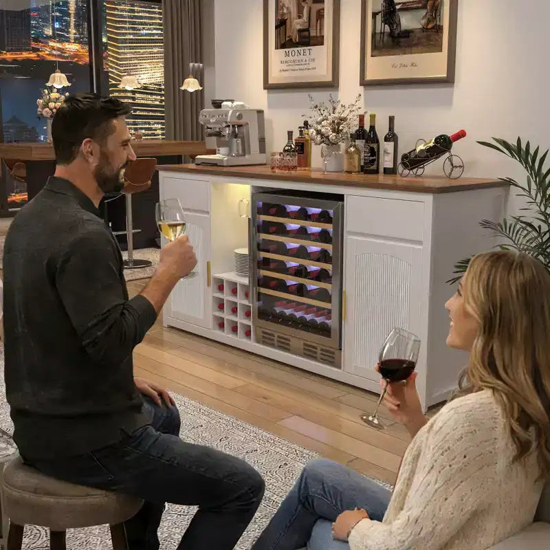 Meuble Bar Extra Long GDLF avec Espace Réfrigérateur, Meuble à Vin et Spiritueux Moderne, 78,7
