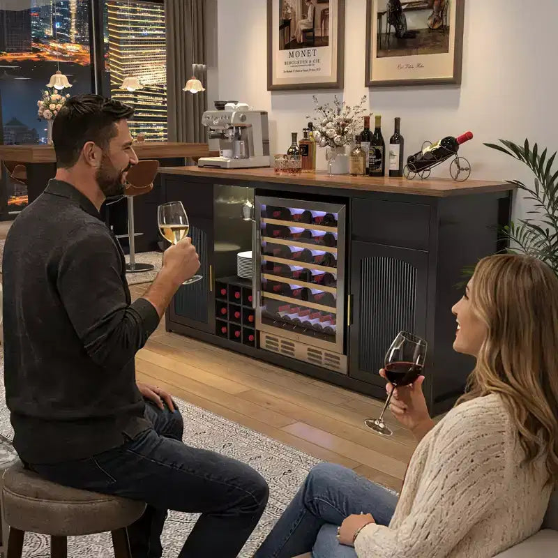Meuble Bar Extra Long GDLF avec Espace Réfrigérateur, Meuble à Vin et Spiritueux Moderne, 78,7