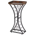 VEVOR 15 Bottle Wine Rack,Iron Freestanding Floor Wine Holder, Mini Bar Stand Liquor Cabinet with Wood Tabletop,16.9''LX11.4''WX35.2''H, Black+Brown