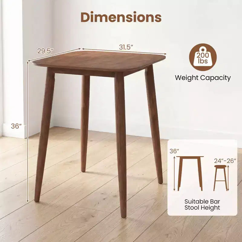 Table de cuisine de ferme Costway 36 pouces en bois d'hévéa massif avec base de piédestal robuste