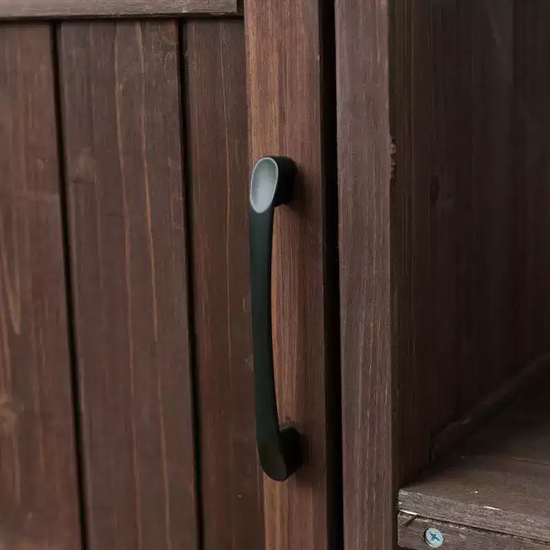 Îlot de cuisine d'extérieur en bois de sapin avec rangement, chariot de cuisine roulant verrouillable avec plateau en acier inoxydable, porte-serviettes et porte-épices pour patio/cuisine - ModernLuxe