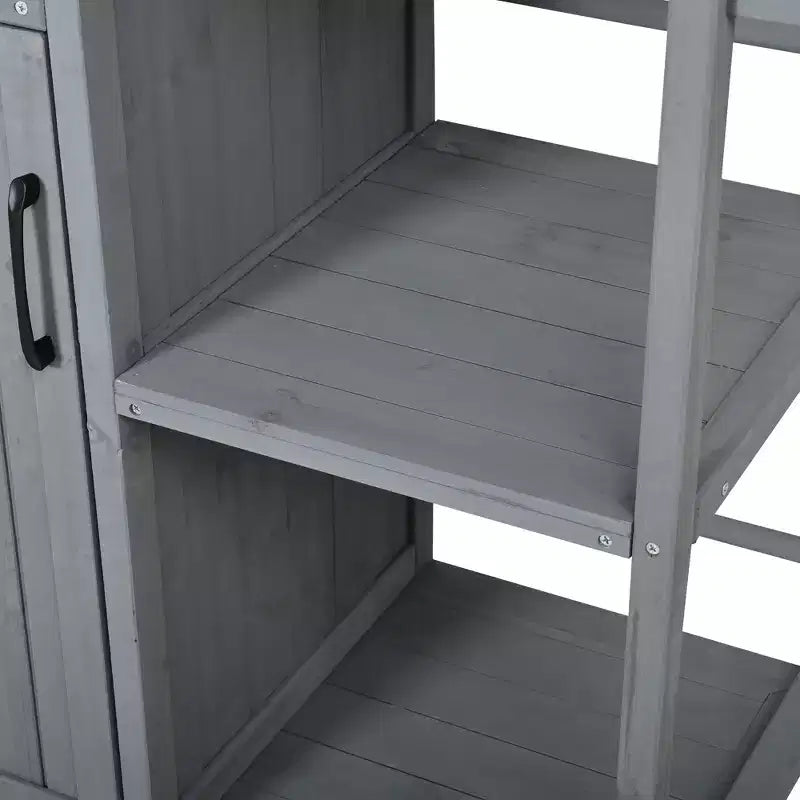 Îlot de cuisine d'extérieur en bois de sapin avec rangement, chariot de cuisine roulant verrouillable avec plateau en acier inoxydable, porte-serviettes et porte-épices pour patio/cuisine - ModernLuxe
