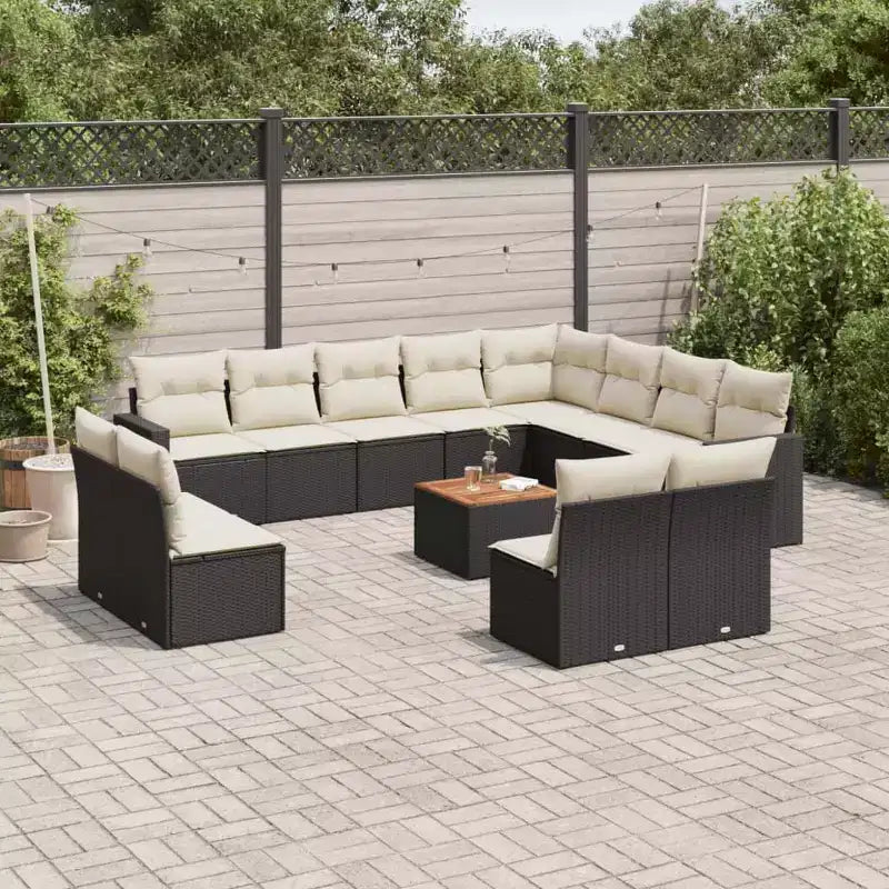vidaXL Ensemble de canapés de jardin noir, blanc crème