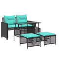vidaXL Patio Sofa Set Black PE rattan Large Removable Covers