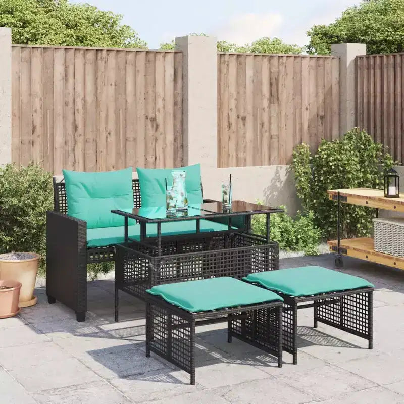 vidaXL Salon de jardin noir en rotin PE Grandes housses amovibles