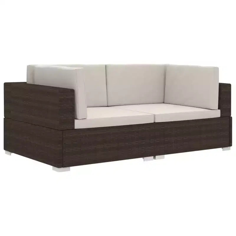 vidaXL Corner Seat Set of 2 Brown PE Rattan Standard Modular