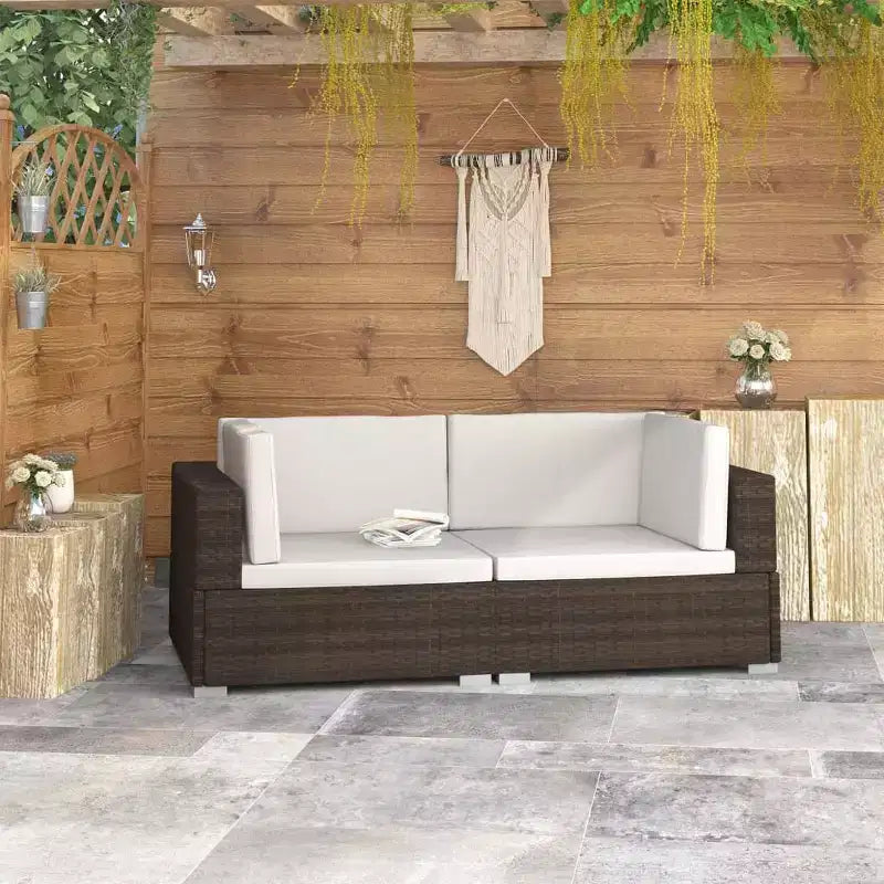 vidaXL Lot de 2 sièges d'angle en résine tressée marron standard modulable