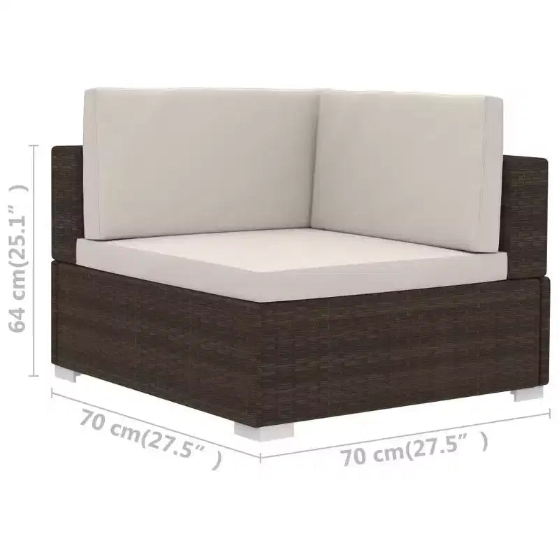 vidaXL Lot de 2 sièges d'angle en résine tressée marron standard modulable