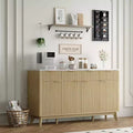 60 Farmhouse Sideboard Buffet Cabinet, Storage Drawers, Adjustable Shelves, Wood Fluted Buffet Storage Cabinet, for Living Room, Kitchen
