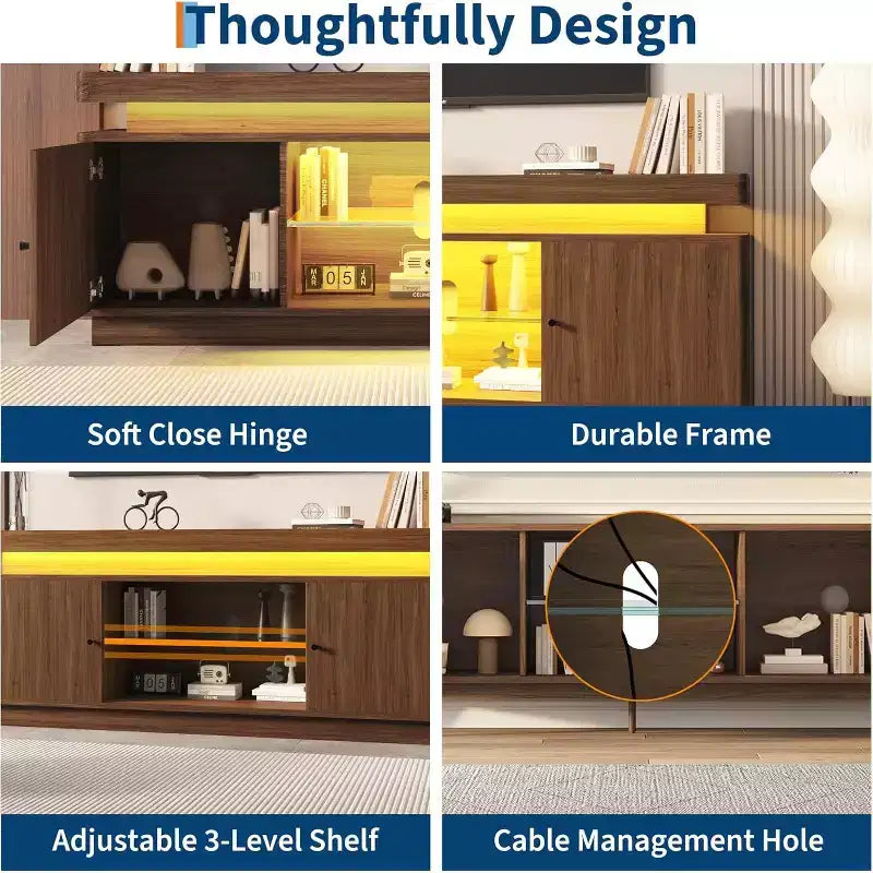 Meuble TV moderne, meuble de rangement, étagère réglable, pour salon, chambre à coucher