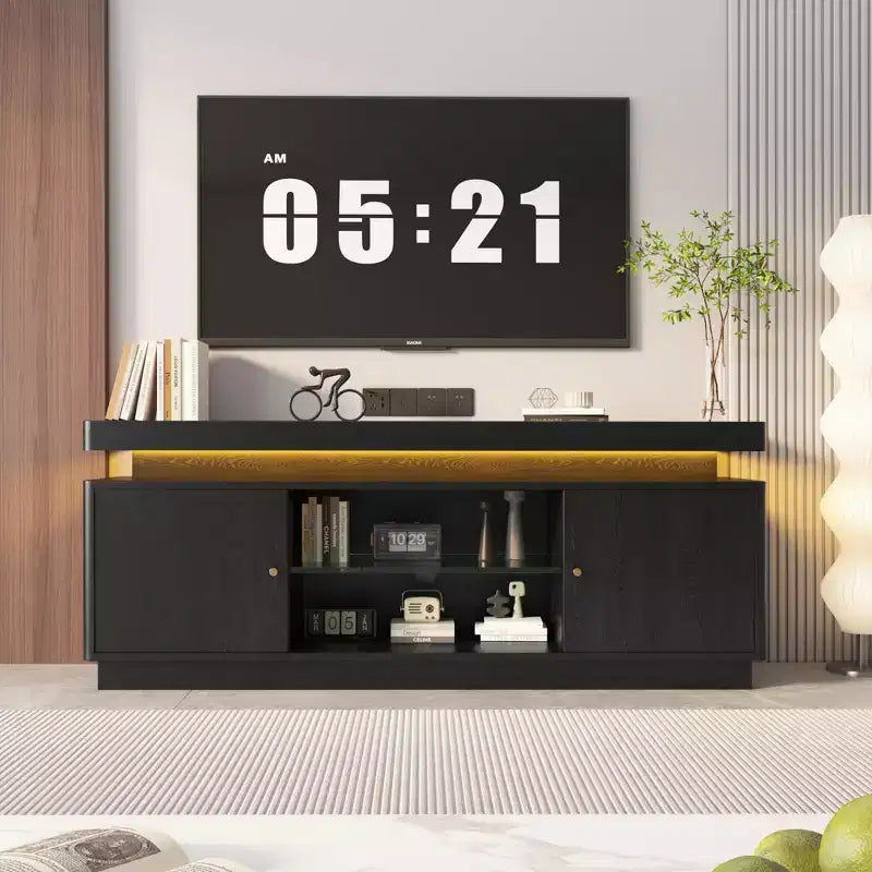 Modern TV Stand Entertainment Center, Adjustable Shelf, Storage Cabinet, for Living Room, Bedroom
