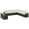 vidaXL Garden Sofa Set Black PE Rattan Large Adjustable Feet