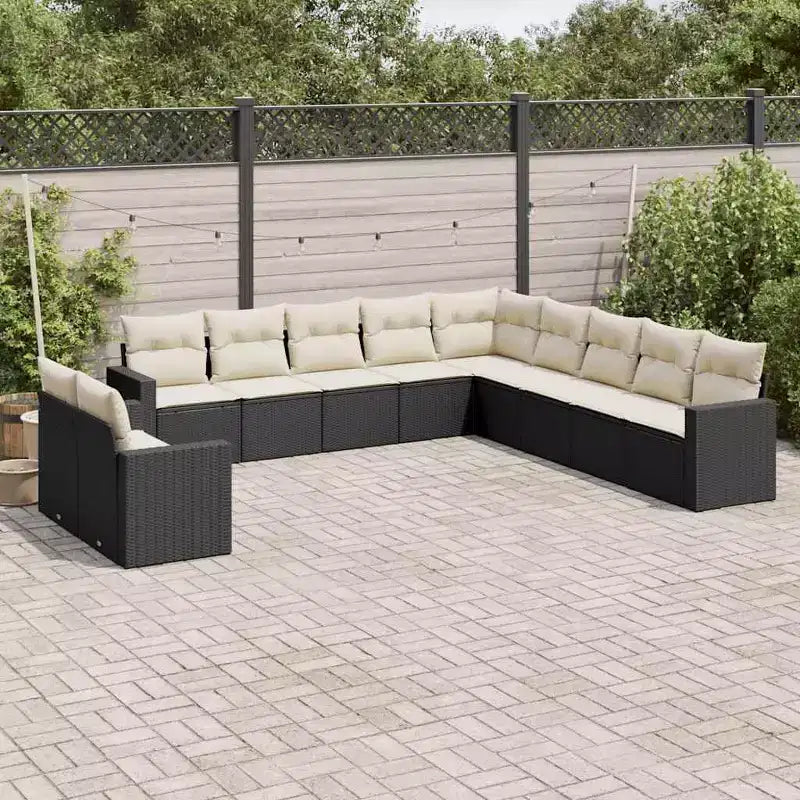 vidaXL Ensemble de canapés de jardin en résine tressée noire avec grands pieds réglables