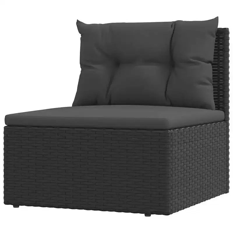 vidaXL Garden Middle Sofa Black PE rattan 21.3 in x 21.3 in x 21.7 in