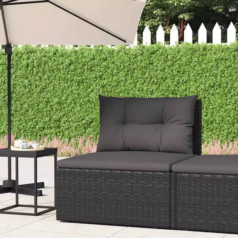 vidaXL Canapé de jardin central en rotin PE noir 54 x 54 x 55 cm