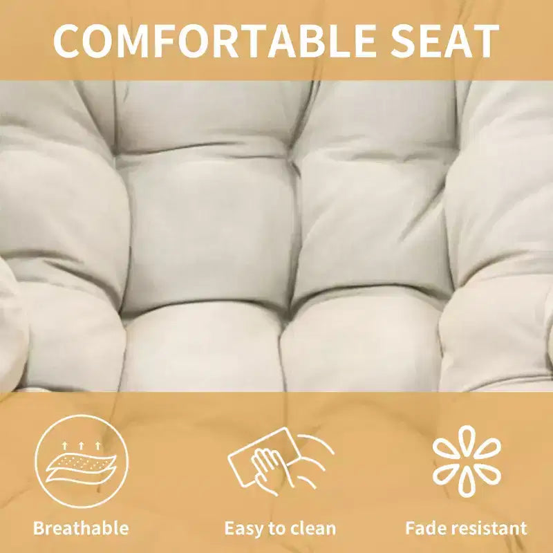 GDFStudio Enrika Fauteuil à bascule œuf moderne en rotin et métal avec coussin
