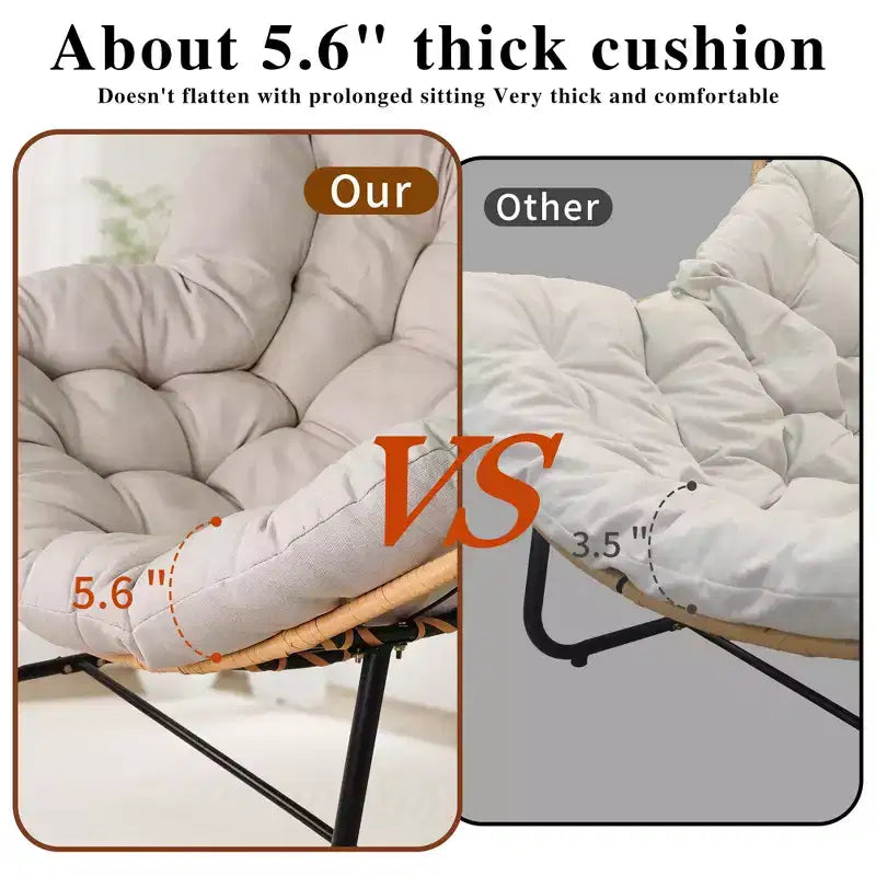 GDFStudio Enrika Fauteuil à bascule œuf moderne en rotin et métal avec coussin