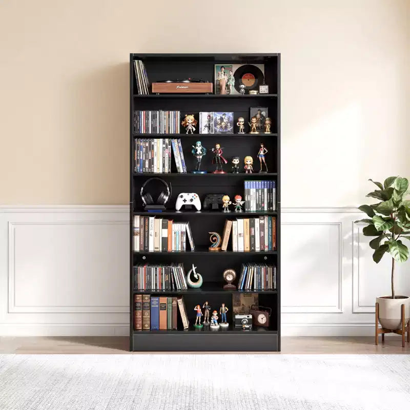 Meuble de rangement VEVOR pour médias, étagère DVD à 7 niveaux, organisateur de rangement multimédia de 69,9 x 30 x 140 cm pour CD, DVD, livres et jeux, noir